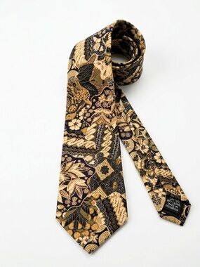 Vintage Schreter Men’s Necktie Cotton Tropical Botanical Bird Tapestry